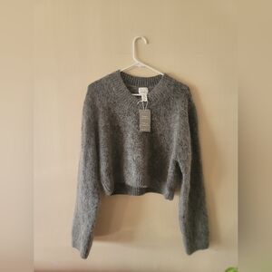 Gray Mohair/Wool NWT V-neck Sweater Size L